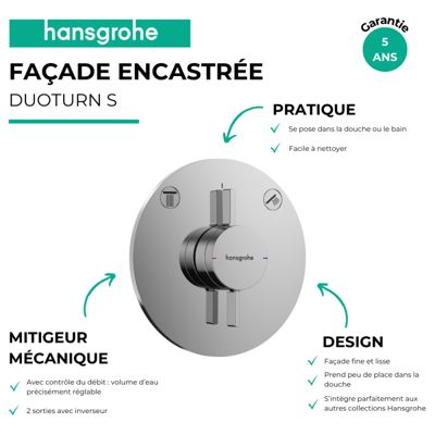 Façade douche encastrée mécanique HANSGROHE DuoTurn S Chromé