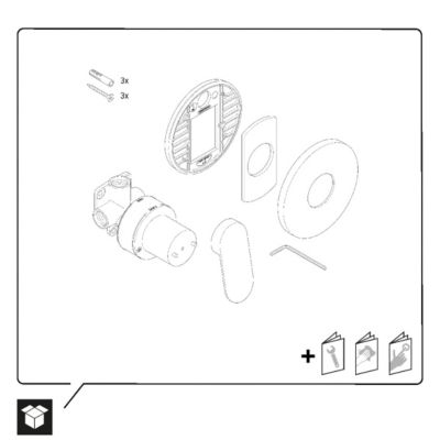Façade robinet encastré 2 sorties DURAVIT Wave sans inverseur chromé brillant + corps encastré