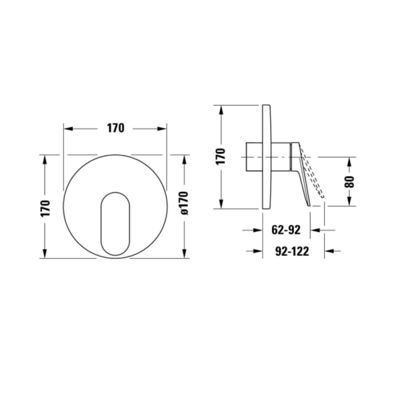 Façade robinet encastré 2 sorties DURAVIT Wave sans inverseur noir mat