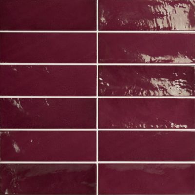 Faïence Effet Zellige Bordeaux VILLAGE 6,5x20 Aubergine - LES CARREAUX DE JEAN