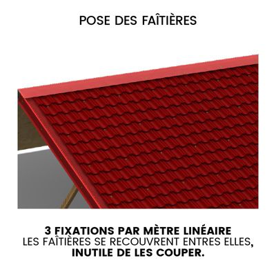 Faîtière double pour tôle tuile BACACIER Tuile R Brun mat 2100 mm Longueur