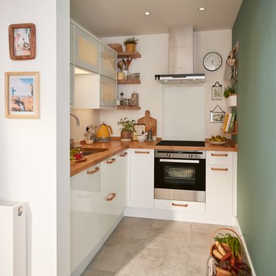 Façade de cuisine 1 porte et 1 tiroir Stevia blanc brillant l. 60 cm x H. 72 cm GoodHome