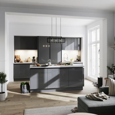 Meuble bas de cuisine gris brillant tiroir+porte - L40cm x H71.5cm