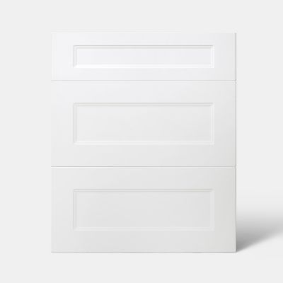 Façade de cuisine 1 tiroir et 2 casseroliers Artemisia blanc mat l. 60 cm x H. 72 cm GoodHome