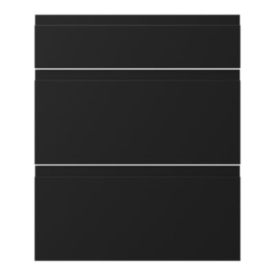 Façade de cuisine 1 tiroir et 2 casseroliers Garcinia noir mat l.60 x H.72 cm GoodHome