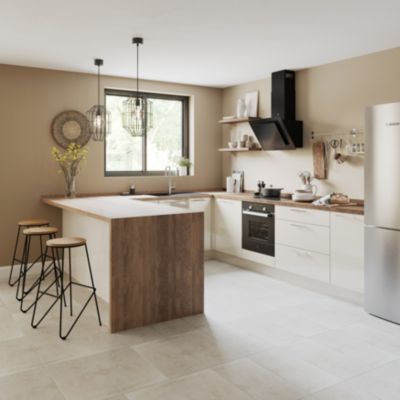 Façade de cuisine 1 tiroir et 2 casseroliers GoodHome Stevia Crème l. 79.7 cm x H. 71.5 cm