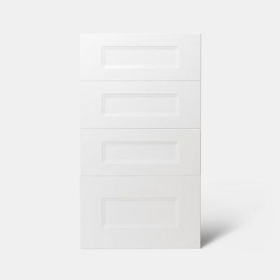 Façade de cuisine 3 tiroirs et 1 casserolier Artemisia blanc mat l. 40 cm x H. 72 cm GoodHome