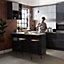 Façade de cuisine 3 tiroirs et 1 casserolier GoodHome Stevia Anthracite l. 39.7 cm x H. 71.5 cm