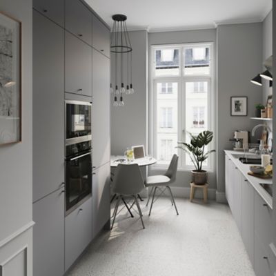 Façade de cuisine 3 tiroirs et 1 casserolier Stevia gris mat l. 50 cm x H. 72 cm GoodHome