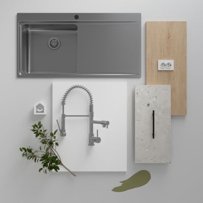 Façade tiroir Stevia blanc brillant L. 60 cm x H. 34 cm Caraway Innovo GoodHome vendue par 2