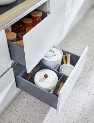 Façade tiroir Stevia blanc brillant L. 60 cm x H. 34 cm Caraway Innovo GoodHome vendue par 2