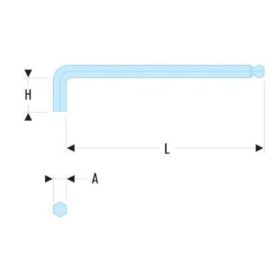 FACOM Clé Allen Longue En L 2,5 mm - Tête Sphérique - 83SH.2.5