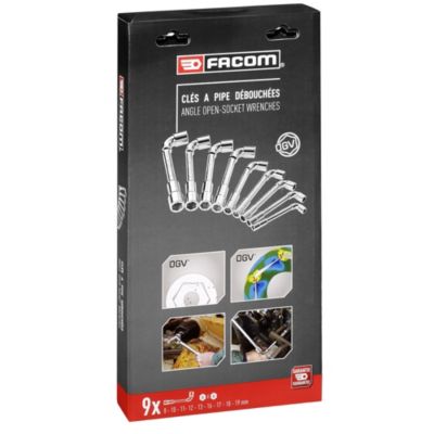 FACOM Jeu de 9 clés à pipe débouchées 8 à 19mm 75.J9PB