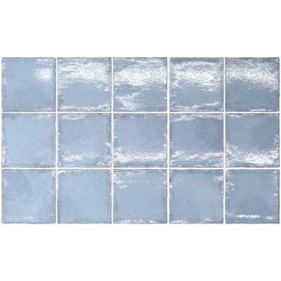 Faience effet zellige bejmat bleu ciel mat 10x10 cm ALTEA ASH BLUE
