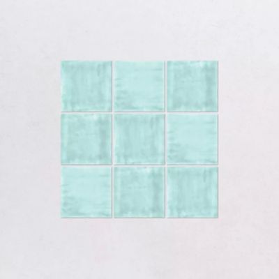 Faience Effet Zellige Turquoise Clair NOUR Aqua 10x10cm