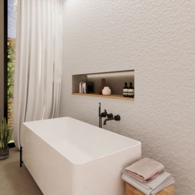 Faïence murale Aragone décor héxagonal blanc 30 x 90 cm