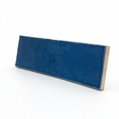 Faïence murale bleu effet terre cuite brillant L.30 x l.7,5 cm, Vernissea