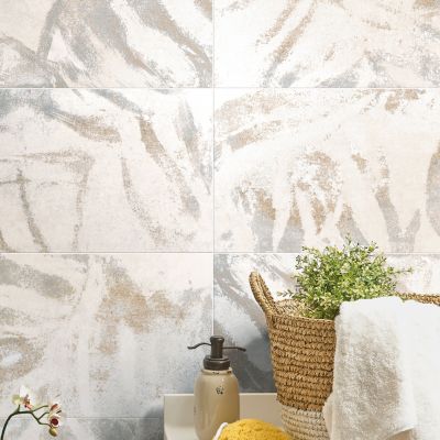 Faïence murale décor effet béton beige cream satin L.90 x l.30 cm x ép.9,5 mm, Brush