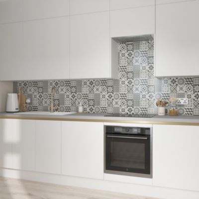 Faïence murale effet carreaux de ciment tons noirs et blancs L.60 x l.20 cm x ép.8,3 mm, Konkrete