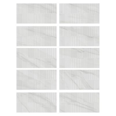 Faïence murale effet marbre blanc brillant décor texturé L.60 x l.30 cm x ép.7 mm, Celena