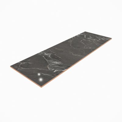 Faïence murale effet marbre gris anthracite brillant L.60 x l.20 cm x ép.9,4 mm, Aruma