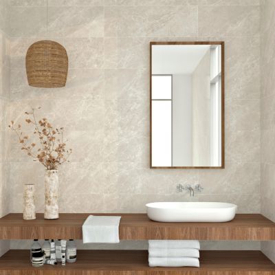 Faïence murale effet marbre taupe brillant L.90 x l.30 cm x ép.10,5 mm, Balmoral