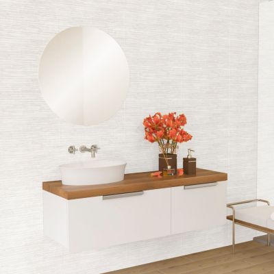 Faïence murale effet pierre texturée blanc mat L.60 x l.30 cm x ép.9 mm, Urano