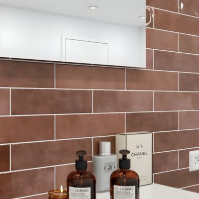 Faïence murale effet terre cuite terracotta brillant L.30 x l.7,5 cm, Vernissea