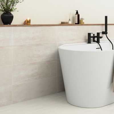 Faïence murale effet travertin ivoire mat L.60 x l.20 cm x ép.9,4 mm - lot de 9, GoodHome Soft Travertin