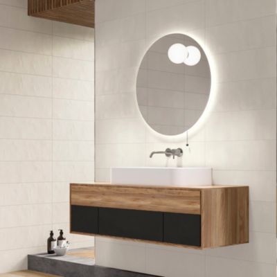 Faïence murale intérieur blanc cassé mat L.75 x l.25 cm x ép.8,7 mm, Terre