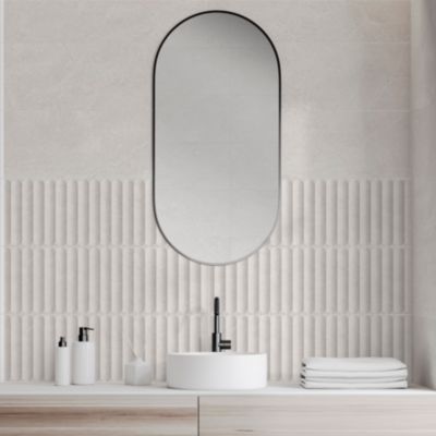 Faïence murale intérieur blanc mat effet cannelures L.90 x l.30 cm x ép.10,8 mm, Astor