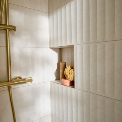 Faïence murale intérieur blanc mat effet cannelures L.90 x l.30 cm x ép.10,8 mm, Astor