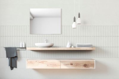 Faïence murale intérieur blanc mat effet cannelures L.90 x l.30 cm x ép.10,8 mm, Astor