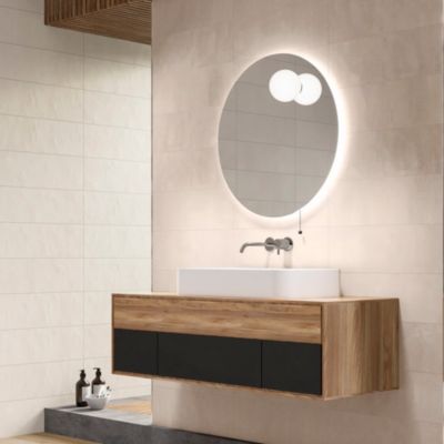 Faïence murale intérieur effet béton beige mat L.75 x l.25 cm x ép.8,7 mm, Terre