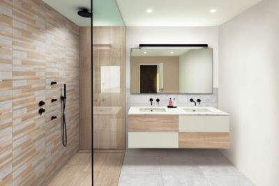 Faïence murale intérieur effet bois et béton L.60 x l.30 cm x ép.8,2 mm, Tendance