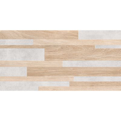 Faïence murale intérieur effet bois et béton L.60 x l.30 cm x ép.8,2 mm, Tendance