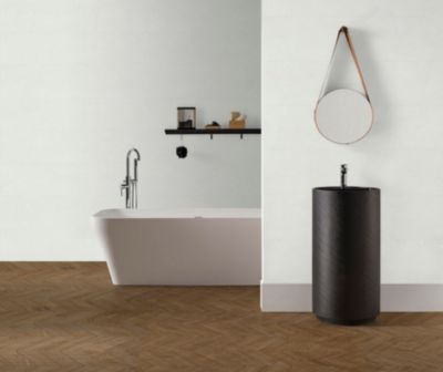 Faïence murale intérieur effet pierre blanc mat L.90 x l.30 cm x ép.8,7 mm, Astor