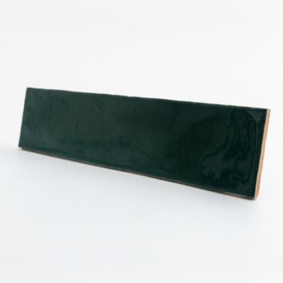 Faïence murale vert effet terre cuite brillant L.30 x l.7,5 cm, Vernissea