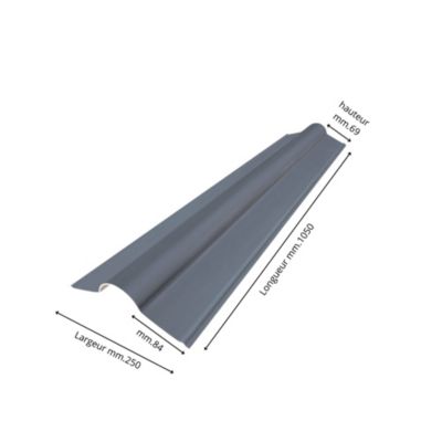 Faitière pour plaque de toiture imitation tuile Coverlife en pvc bleu ardoise 105 cm
