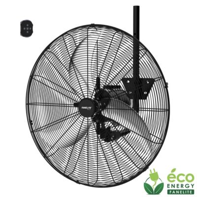 Fanelite - Ventilateur mural FW65-DC - Moteur DC - Hélice 65 cm - 6 vitesses - Oscillant ou fixe - Pro - Très fort débit d'air