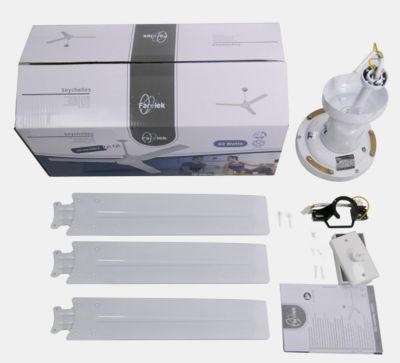 FARELEK - SEYCHELLES O 122 cm - Ventilateur de plafond reversible - 3 pales metal laquees blanc - 112416