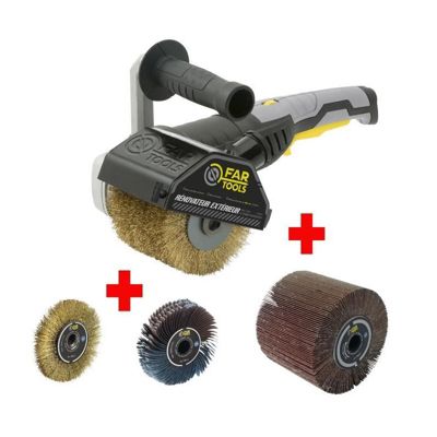 FARTOOLS PACK REX120C RENOVATEUR EXTERIEUR + BROSSE METALLIQUE DE PRECISION + BROSSE NYLON ABRASIF DE PRECISION