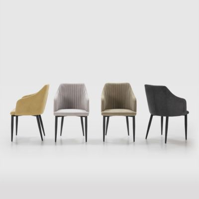 FASCA - Lot de 2 Fauteuils Tissu Noir Surpiqures Verticales Pieds Métal