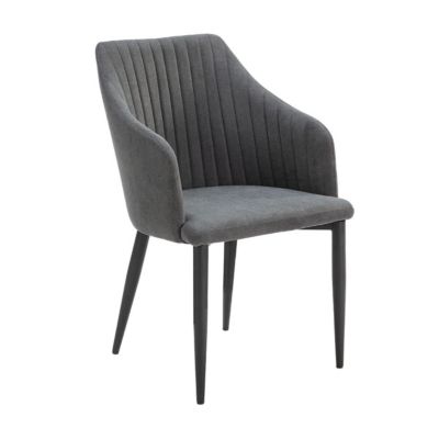 FASCA - Lot de 2 Fauteuils Tissu Noir Surpiqures Verticales Pieds Métal