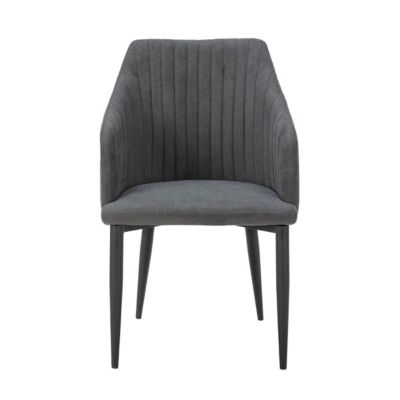 FASCA - Lot de 2 Fauteuils Tissu Noir Surpiqures Verticales Pieds Métal