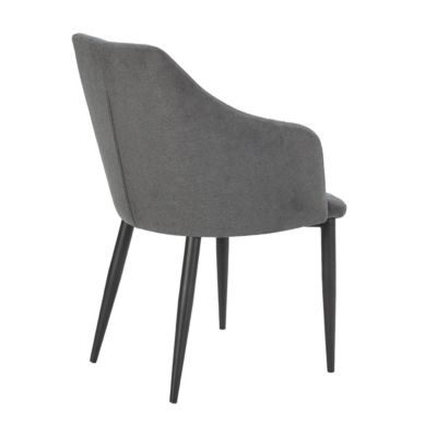 FASCA - Lot de 2 Fauteuils Tissu Noir Surpiqures Verticales Pieds Métal