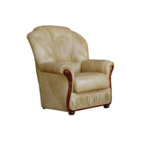 Fauteuil 100% cuir de buffle DAPHNE - Beige