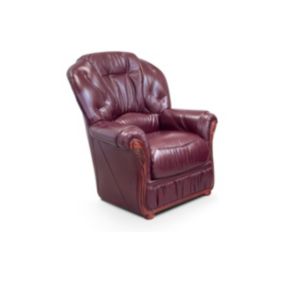 Fauteuil 100% cuir de buffle DAPHNE - Bordeaux