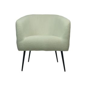 Fauteuil - 77x68x83 - Blanc - noir - Tissu bouclé