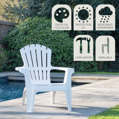 Fauteuil Adirondack de Jardin en Résine Empilable Blanc